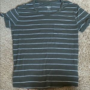 Olive green and White striped T-Shirt